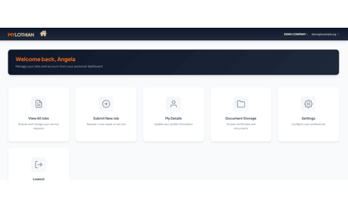 MyLothian portal dashboard showing property management overview for landlords