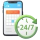 Clock icon showing 24/7 online booking availability